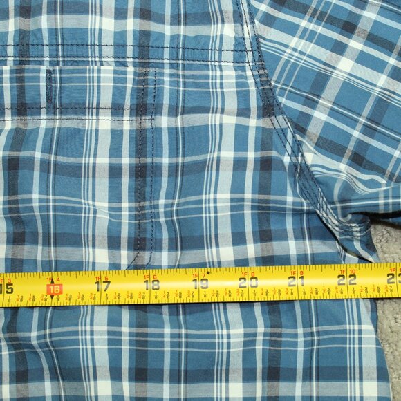 G.H. Bass Plaid Short Sleeve Button Down Shirt Blue Men's Size XL - Picture 5 of 5